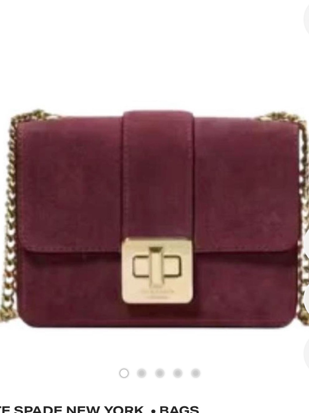 kate Spade Burgundy Velvet Crossbody with Gold Chain